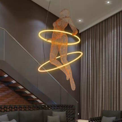 Standing human iron art design chandelier