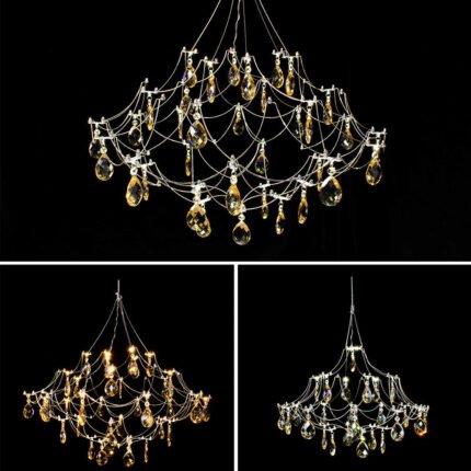 Creative modern minimalist dining room round crystal light cube pendant light model 2