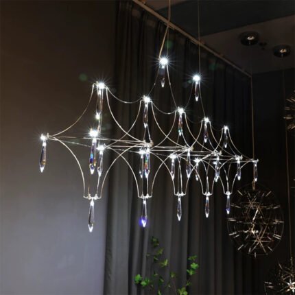 Rectangle creative modern minimalist dining room crystal light cube pendant light model 1