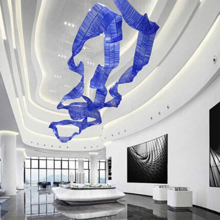 Customized glass ribbon chandelier in various colors and shapes