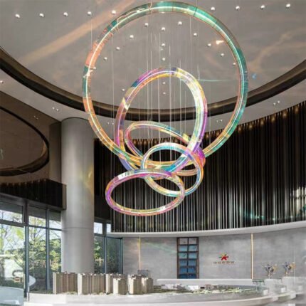 Colorful acrylic large circle chandelier