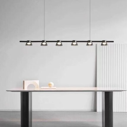 Nordic modern LED rectangle black pendant light