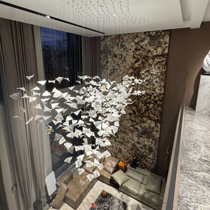 Square Dancing Platinum Leaf Chandelier