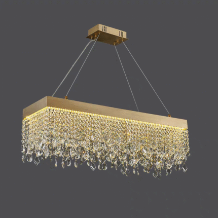 L6.67ft Golden Rectangular Crystal Chandelier for Restaurant