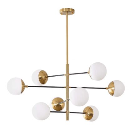 Nordic post-modern simple electroplating round glass chandelier