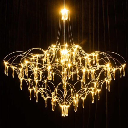 Double layer crystal light cube chandelier minimalist creative modern interior ceiling decoration LED chandelier model 1