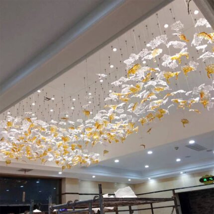D150mm maple leaf handmade glass chandelier