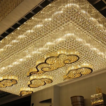 Hotel luxury golden ceiling crystal chandelier