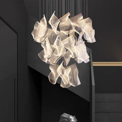16-head staircase square acrylic chandelier
