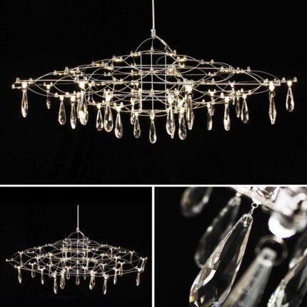 Minimalist creative oval living room dining room crystal light cube chandelier model 1