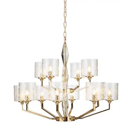 Creative double layer design chandelier modern glass lampshade chandelier Model 2