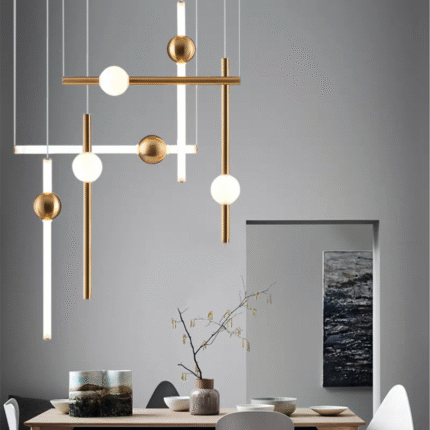 Indoor decorative metal rod pendant light for home