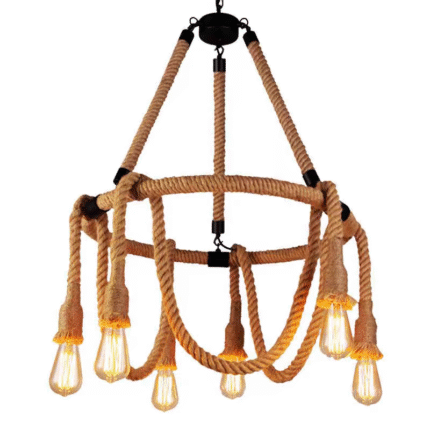 Retro round hemp rope decorative pendant light