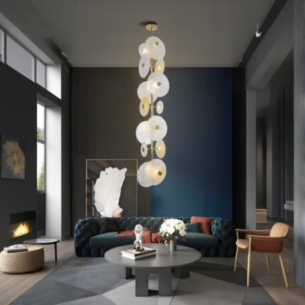 LED modern luxury round art glass chandelier
