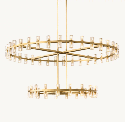 Double layers modern minimalist gold round LED home villa chandelier pendant light
