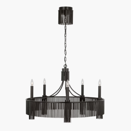 D31.5 inch modern creative tassel indoor black chandelier