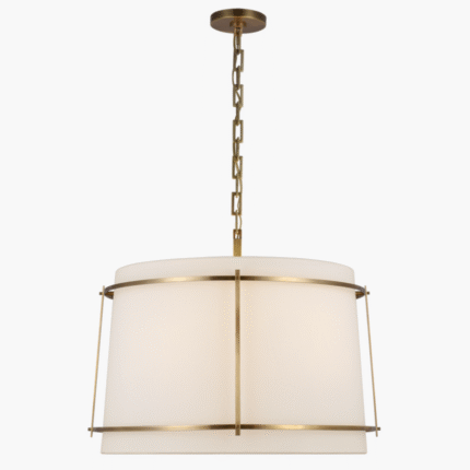 Round Metal Frame Fabric Lampshade Furniture Living Room Dining Room Chandelier Model 1