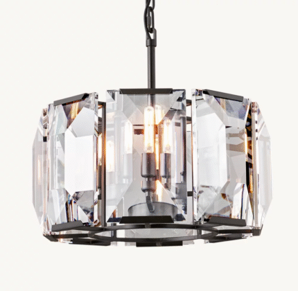 Brushed titanium crystal lampshade minimalist interior decoration chandelier