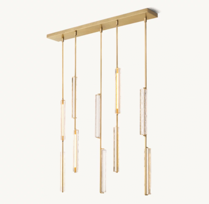 All-copper long strip copper modern living room chandelier